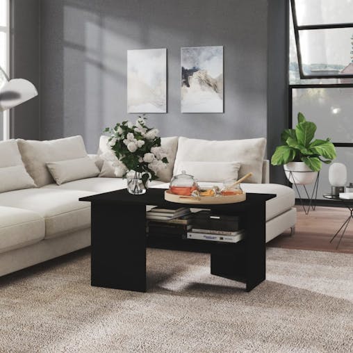NNEVL Coffee Table Black 90x60x46.5 cm Chipboard
