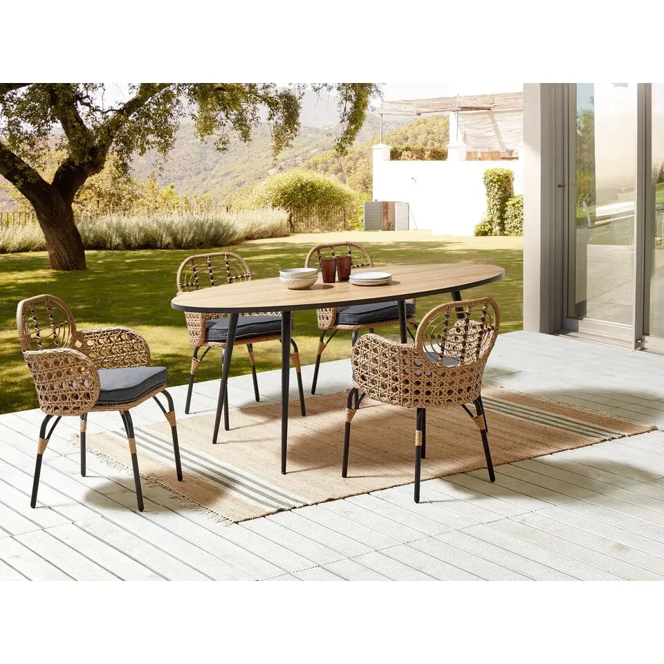 PRATELLO - Tuinstoel set van 4 - Naturel - Rotan