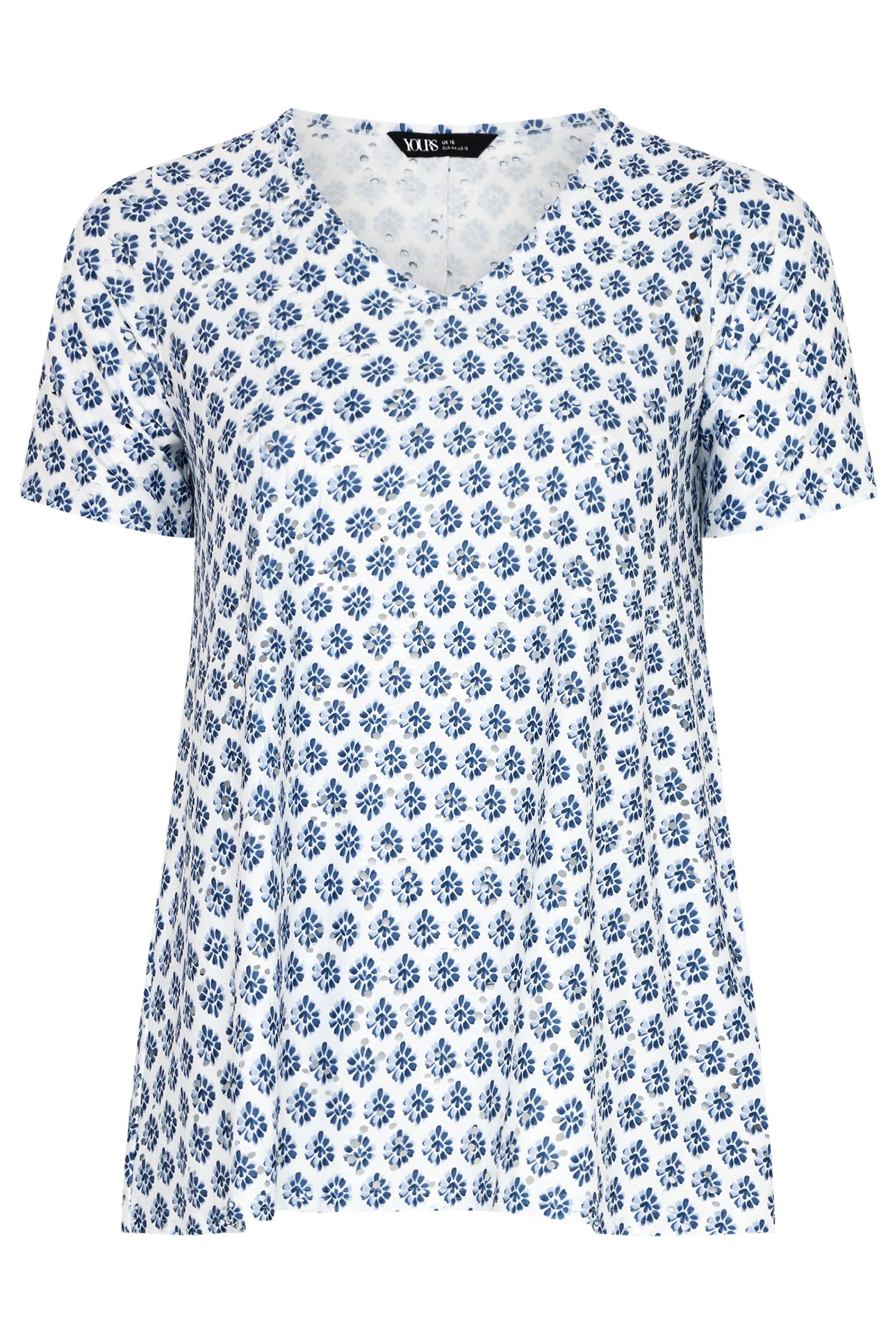 Yours Floral Broderie Anglaise Top