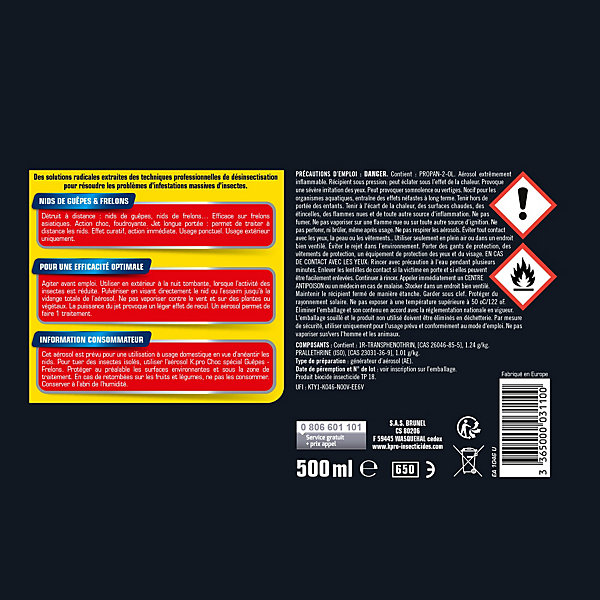 Aérosol nid de guêpe et frelon Kapo 500 mL