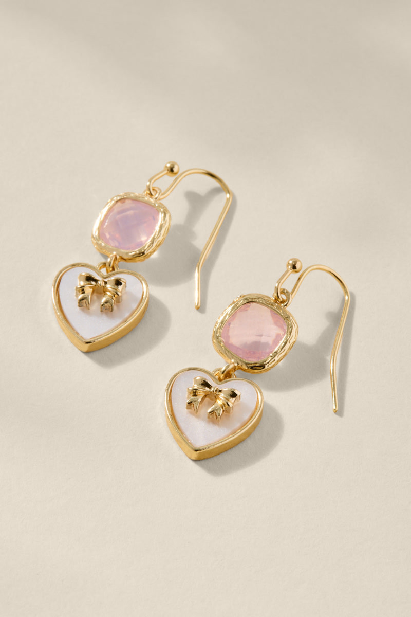 Lee Mop Heart Bow Drop Earrings