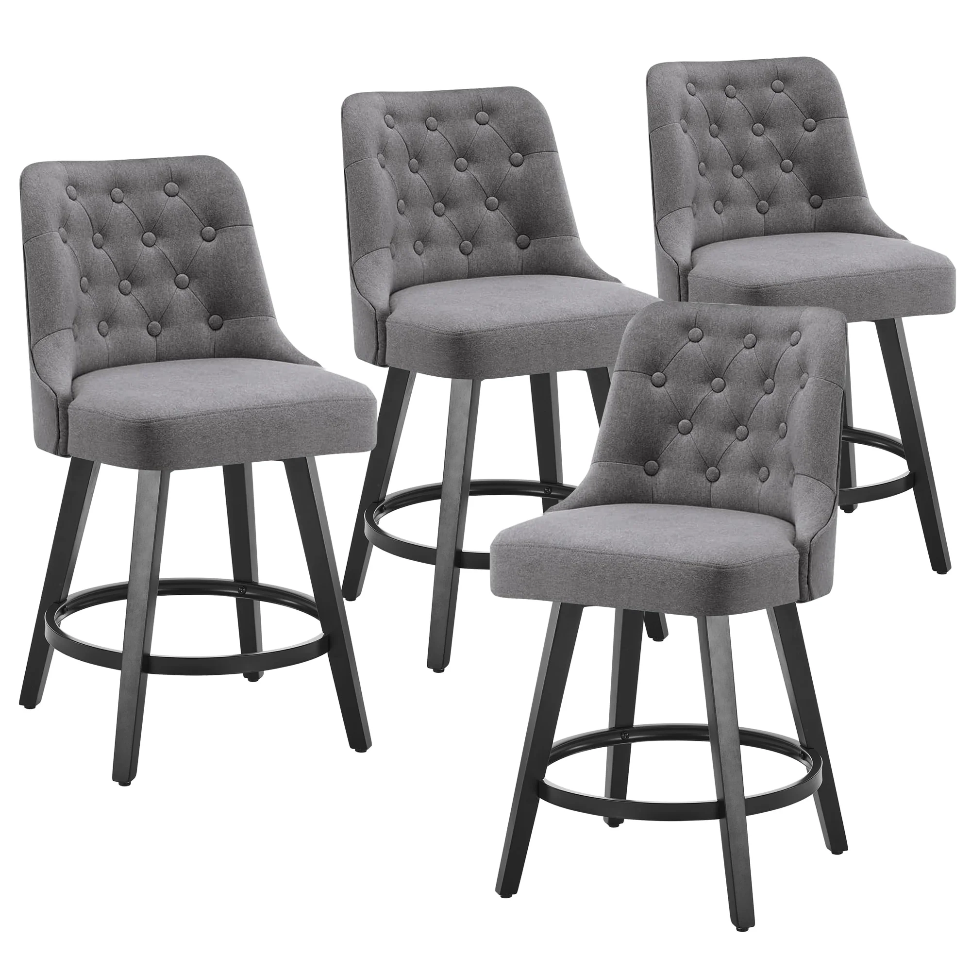 HOMYKA Tufted Swivel Bar Stool Set of 4