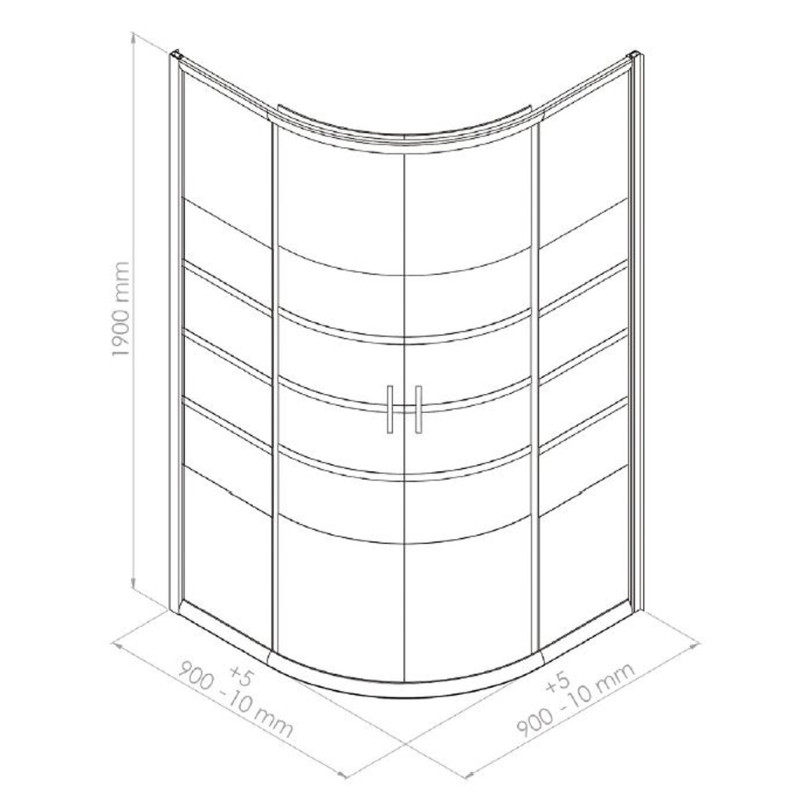 Porte de douche d'angle 1/4 de rond coulissante chrome Shiva 90 x 90 x 190 cm ONDÉE