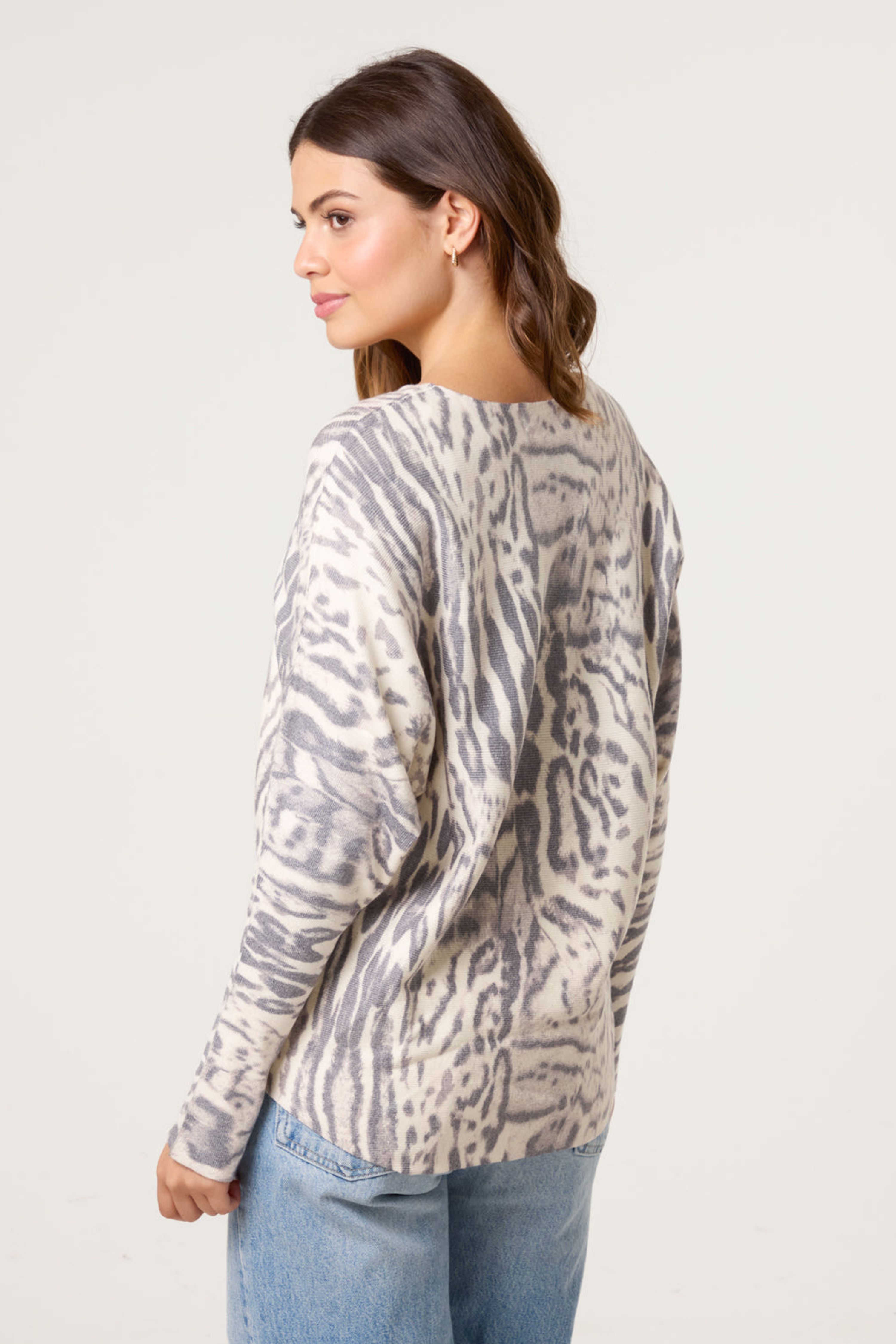 Blue Vanilla Stone Leopard Print Jumper