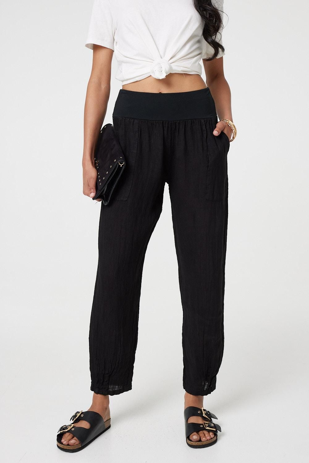 Izabel London Relaxed Linen Tapered Trousers