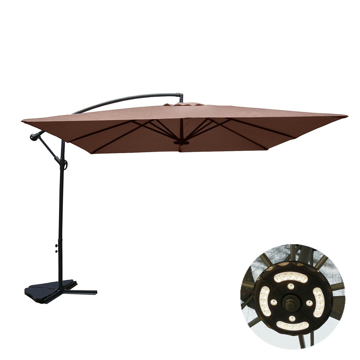SOLENZARA - Parasol déporté LED 3 x 3 m chocolat
