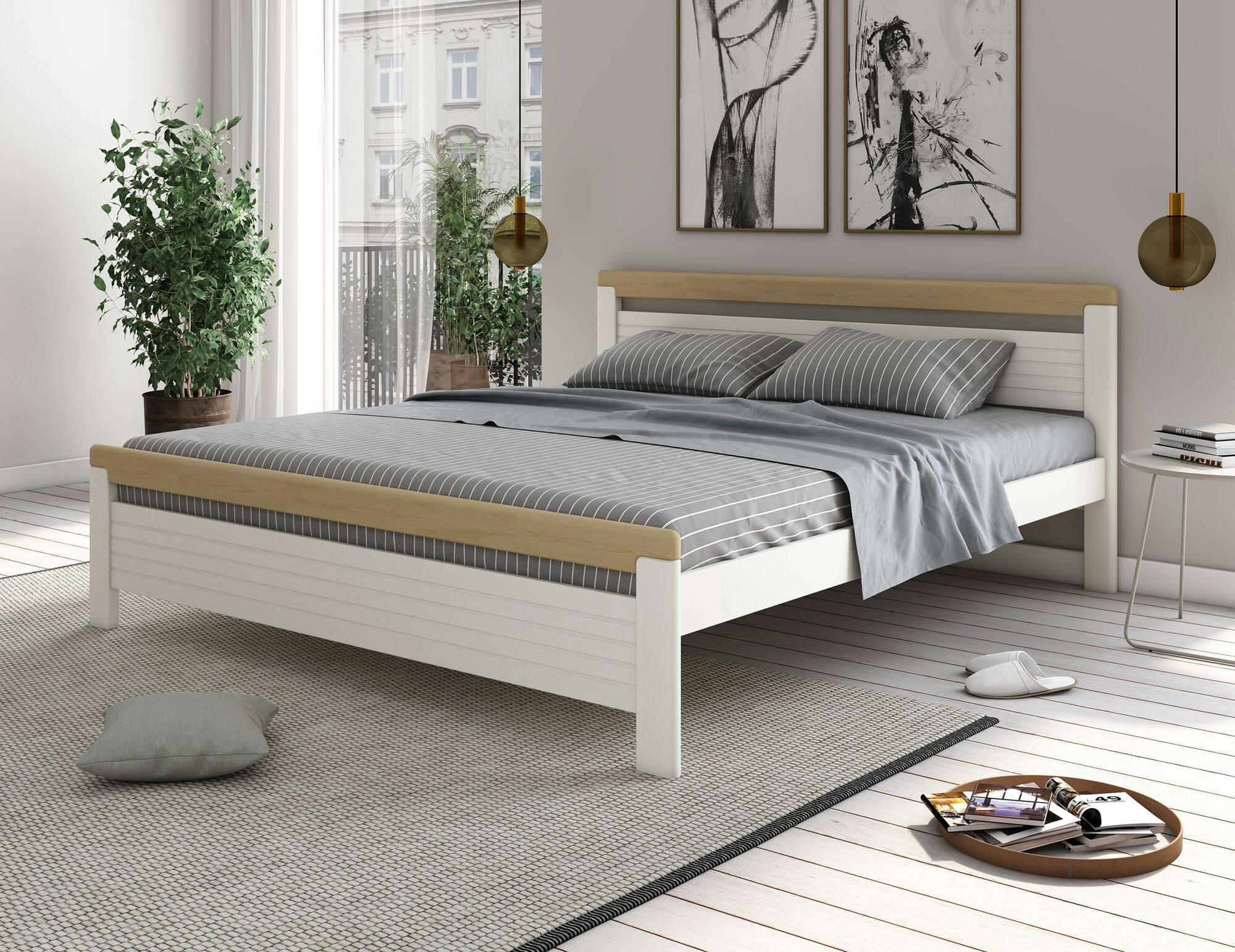 TIARE - Lit en bois blanc 140 x 200 cm