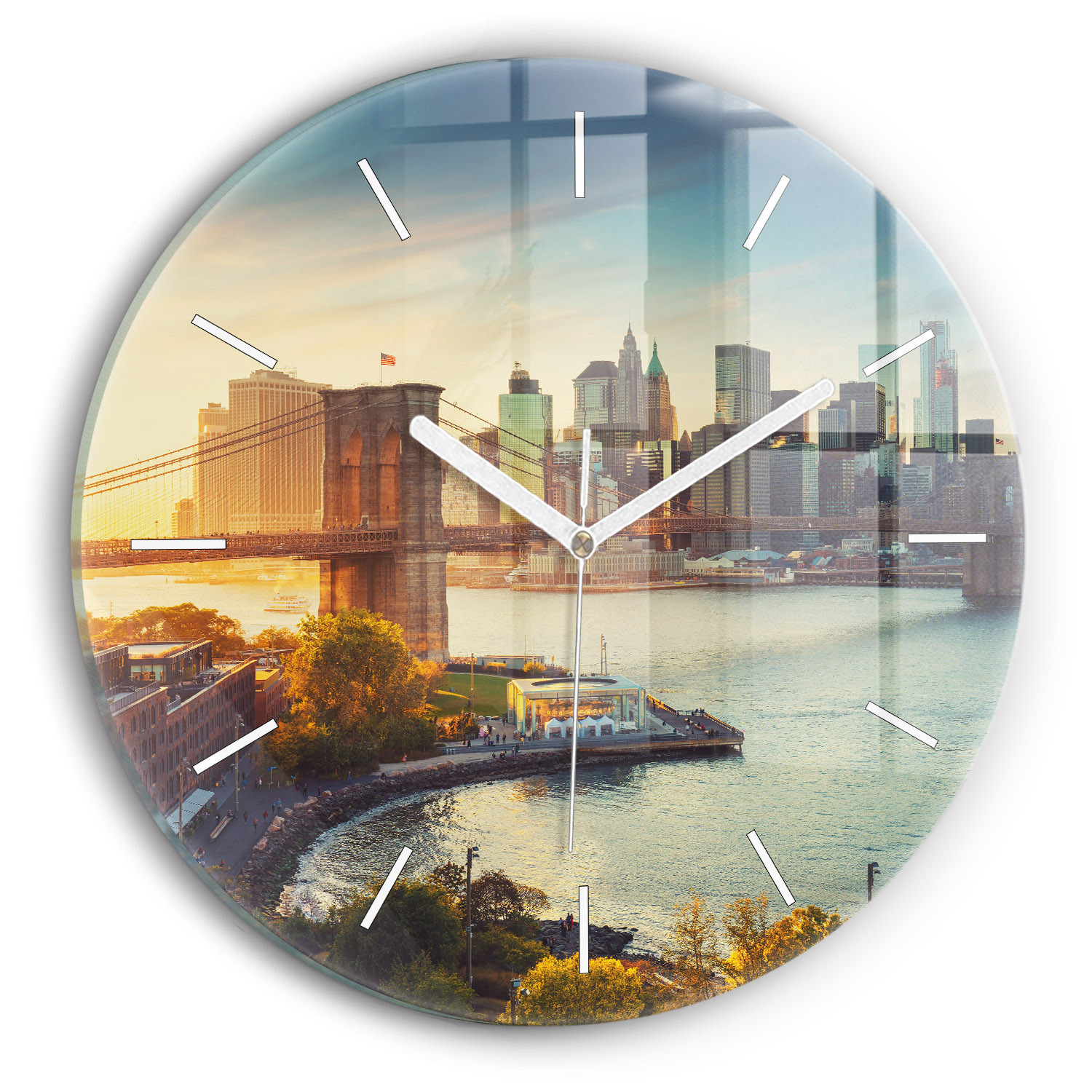 Nowoczesny szklany zegar ścienny Nowy Jork Manhattan fi30