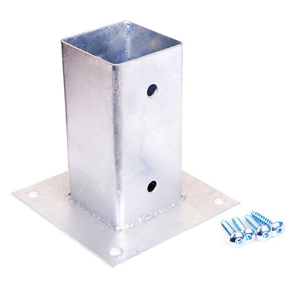 Base pour poteau à fixer galvanisé L.7 x l.7 x P.15 x ep.0,2 cm 4 vis