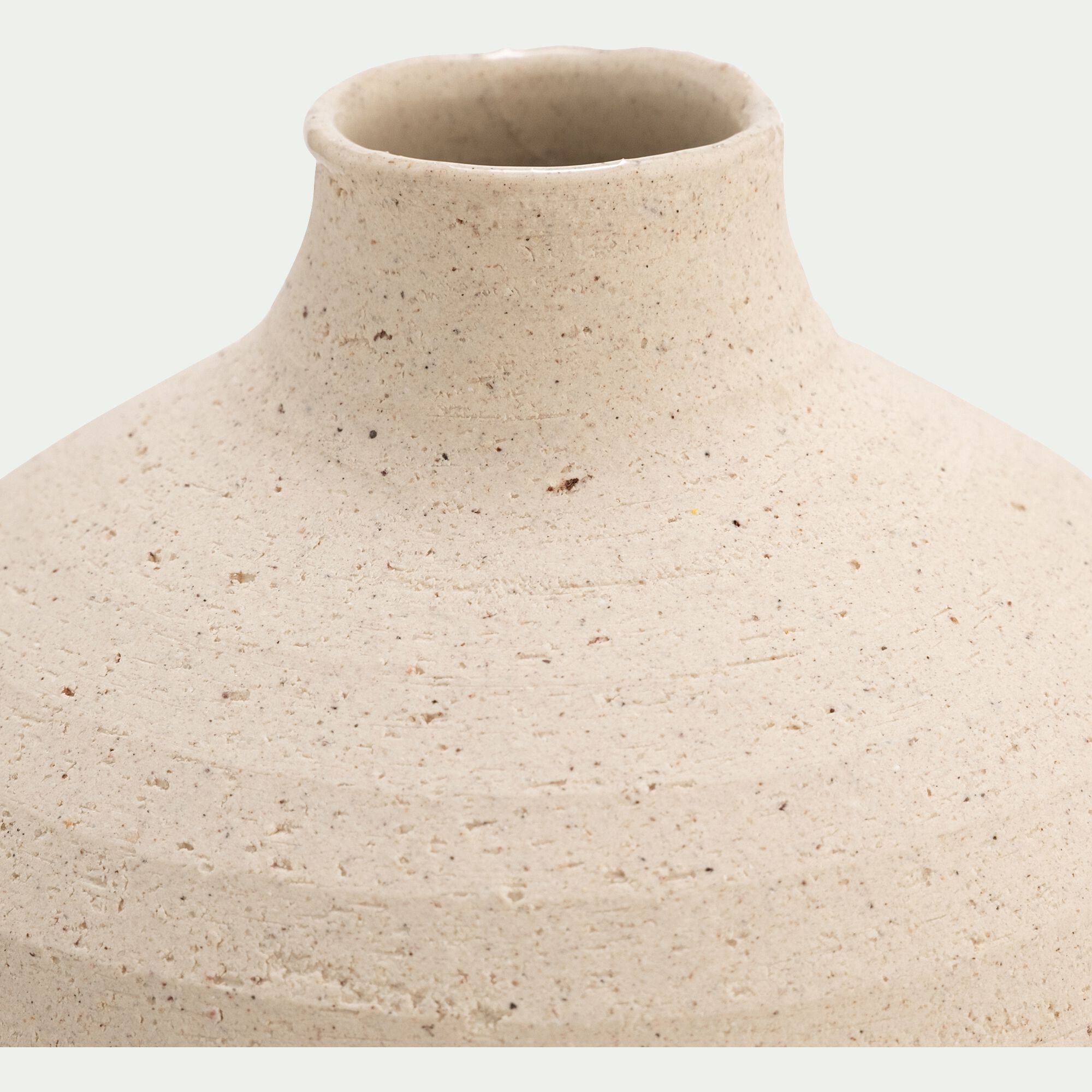 GERANI - Petit vase en grès H10cm - beige