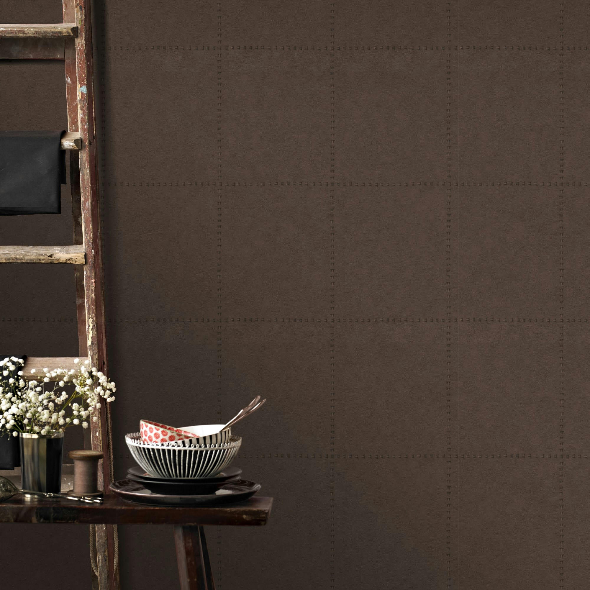 - papier peint effet cuir marron 1000x53cm