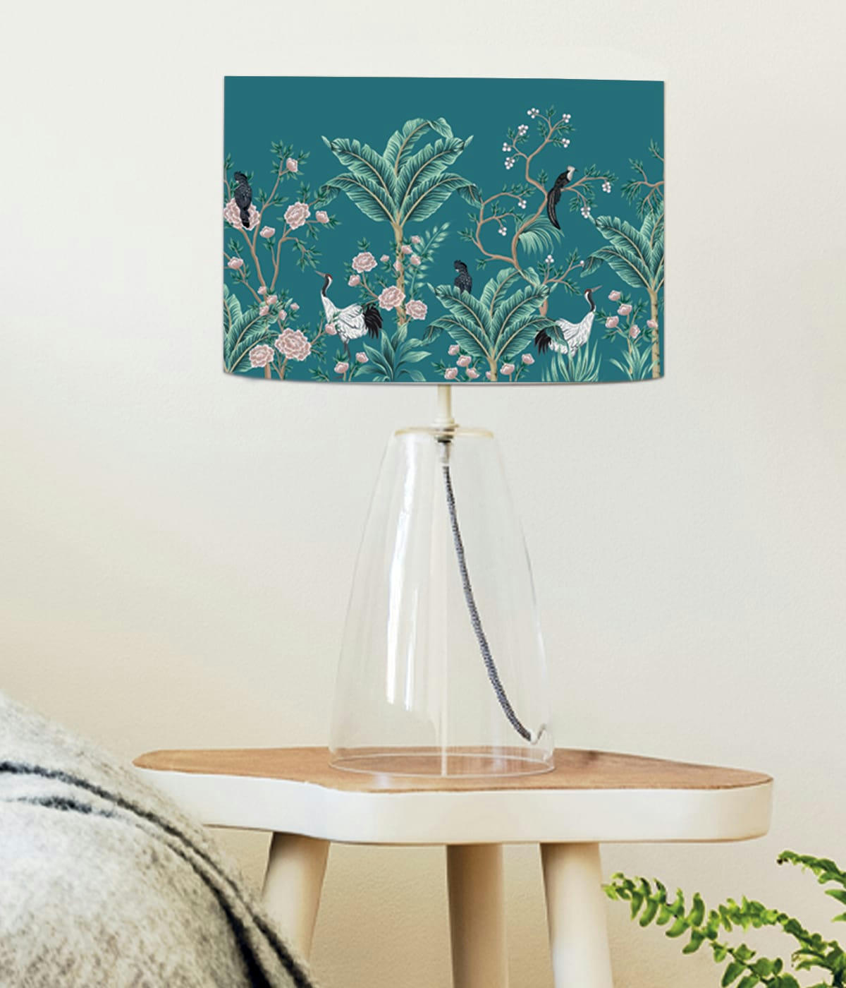 COLORS - Abat-jour chevet Jungle Bleu Canard D: 25 x H: 20