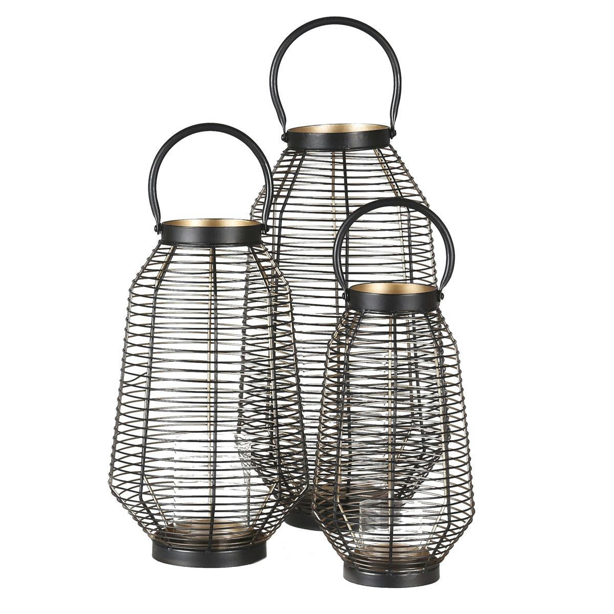 JOYA - Lanterne en métal noir et dorée 50 cm