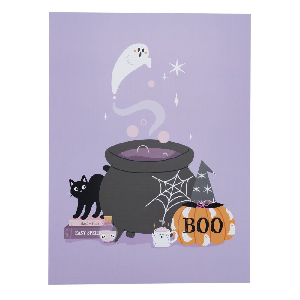 Affiche décorative Halloween x3 fantôme cute papier violet 30x40cm