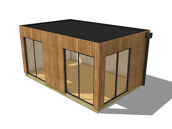 Bureau de jardin 4 saisons en bois 5,5 x 3,5 x 2,7 m / isolation RE2020 avec plancher isolé