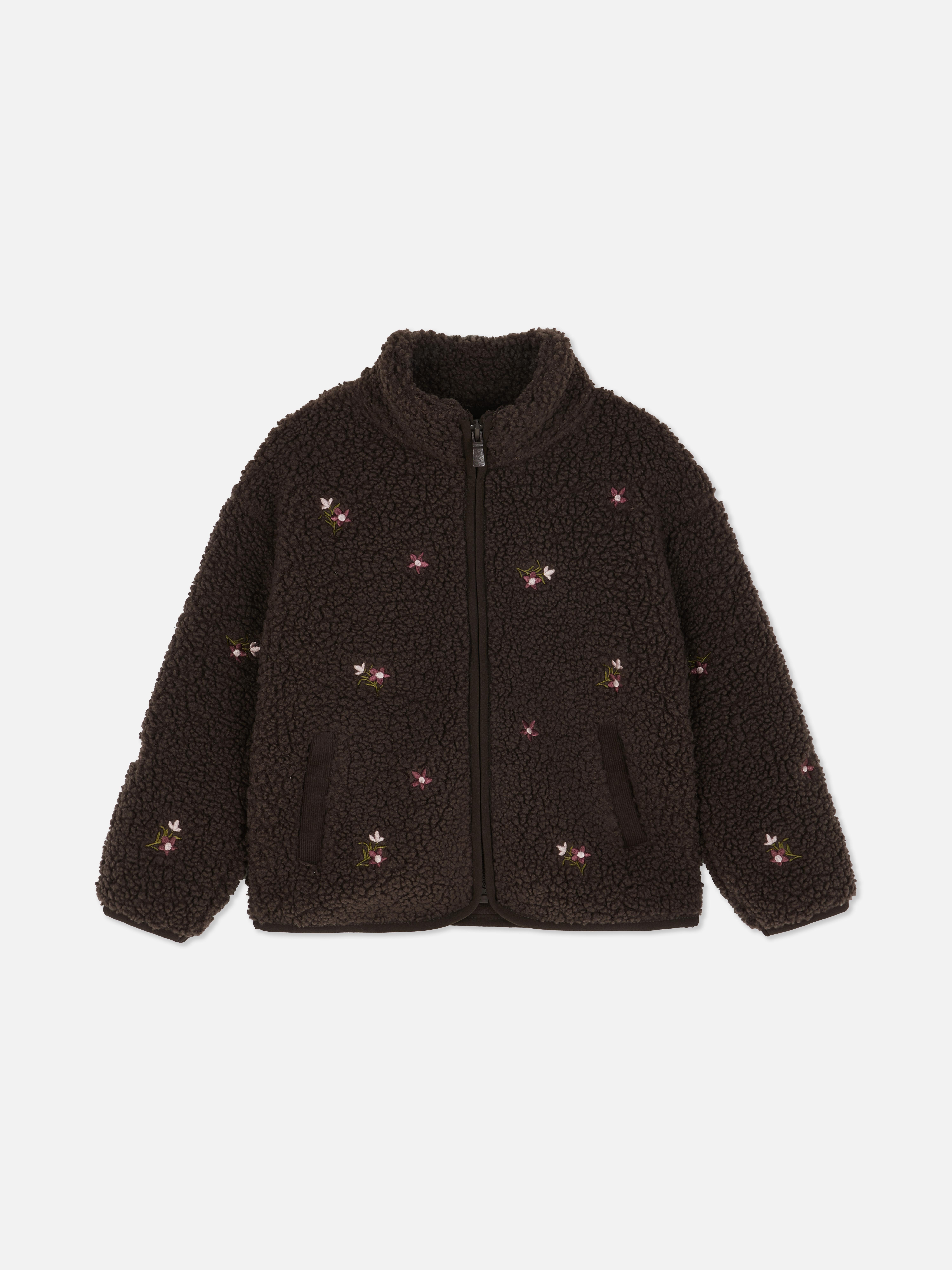1.5-8yrs | Borg Embroidered Funnel Neck Sweatshirt