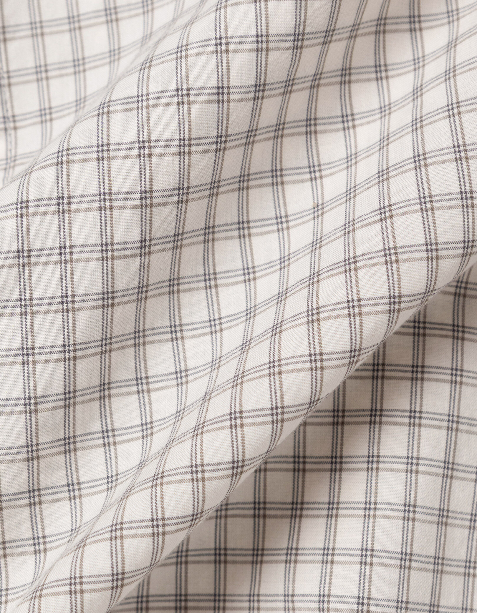 Chemise regular écrue coton bio motif carreaux Homme
