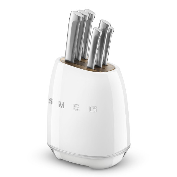 Blok z zestawem 6 noży Smeg KBSF02WH