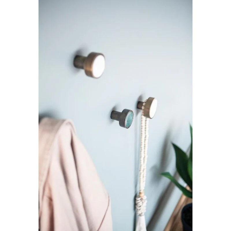 By Boo Benjamin Large Brass & Green Marble Knobs (Set of 4)