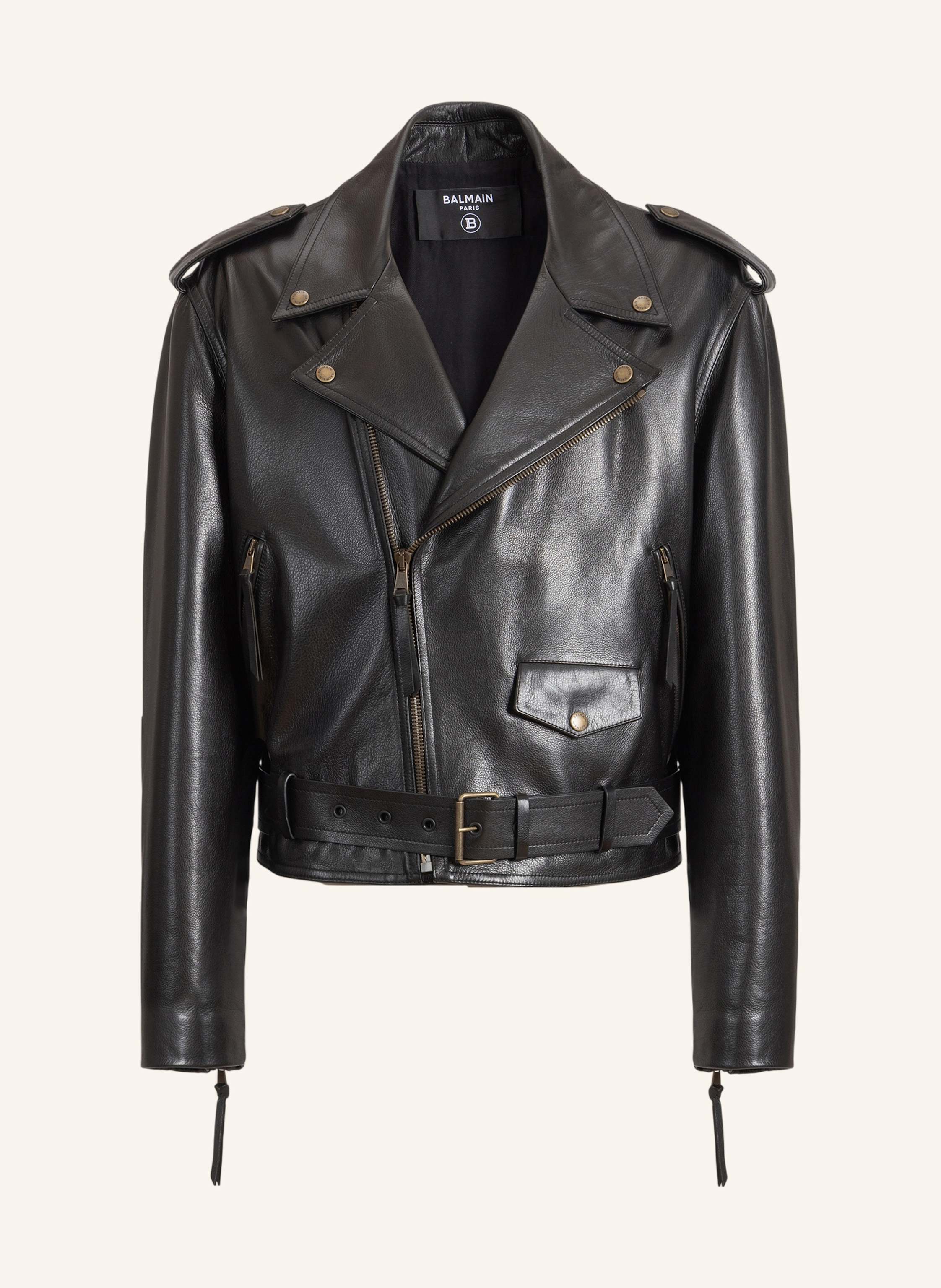 BALMAIN Bikerjacke aus texturiertem Leder