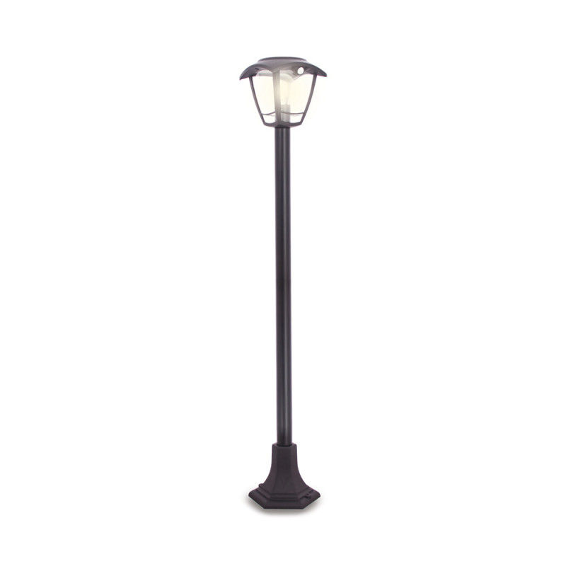 Borne LED solaire Rétro noire avec détecteur de mouvement 400 lm XANLITE