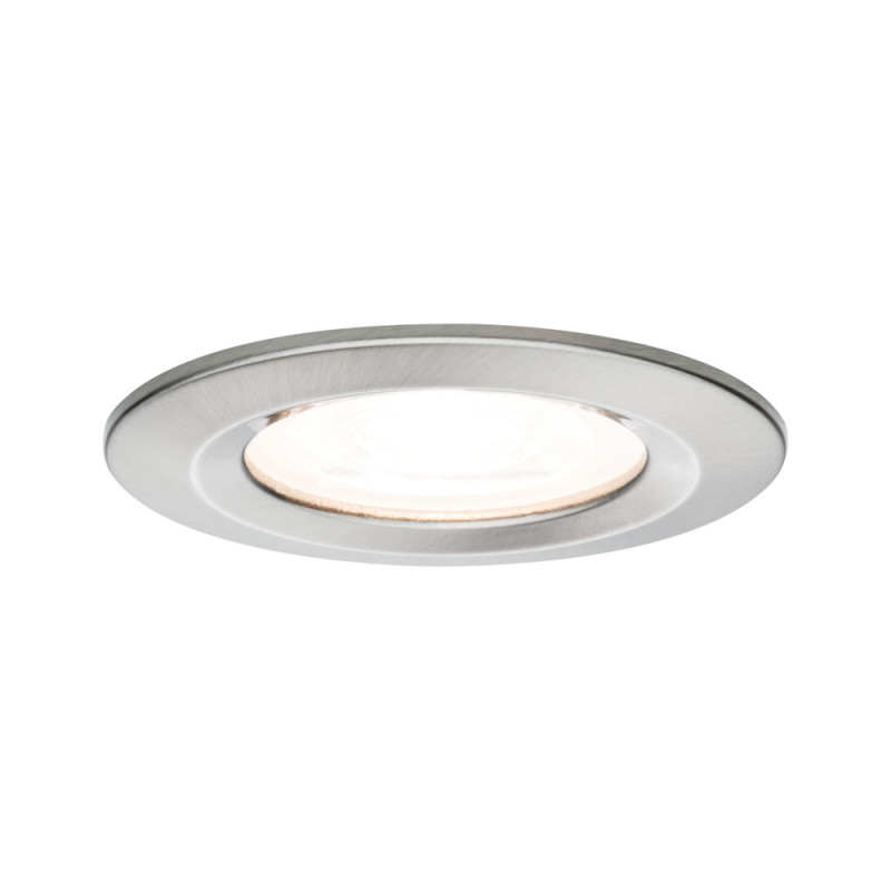 Spot encastrable LED Nova acier brossé GU10 blanc chaud IP44 6,5 W PAULMANN