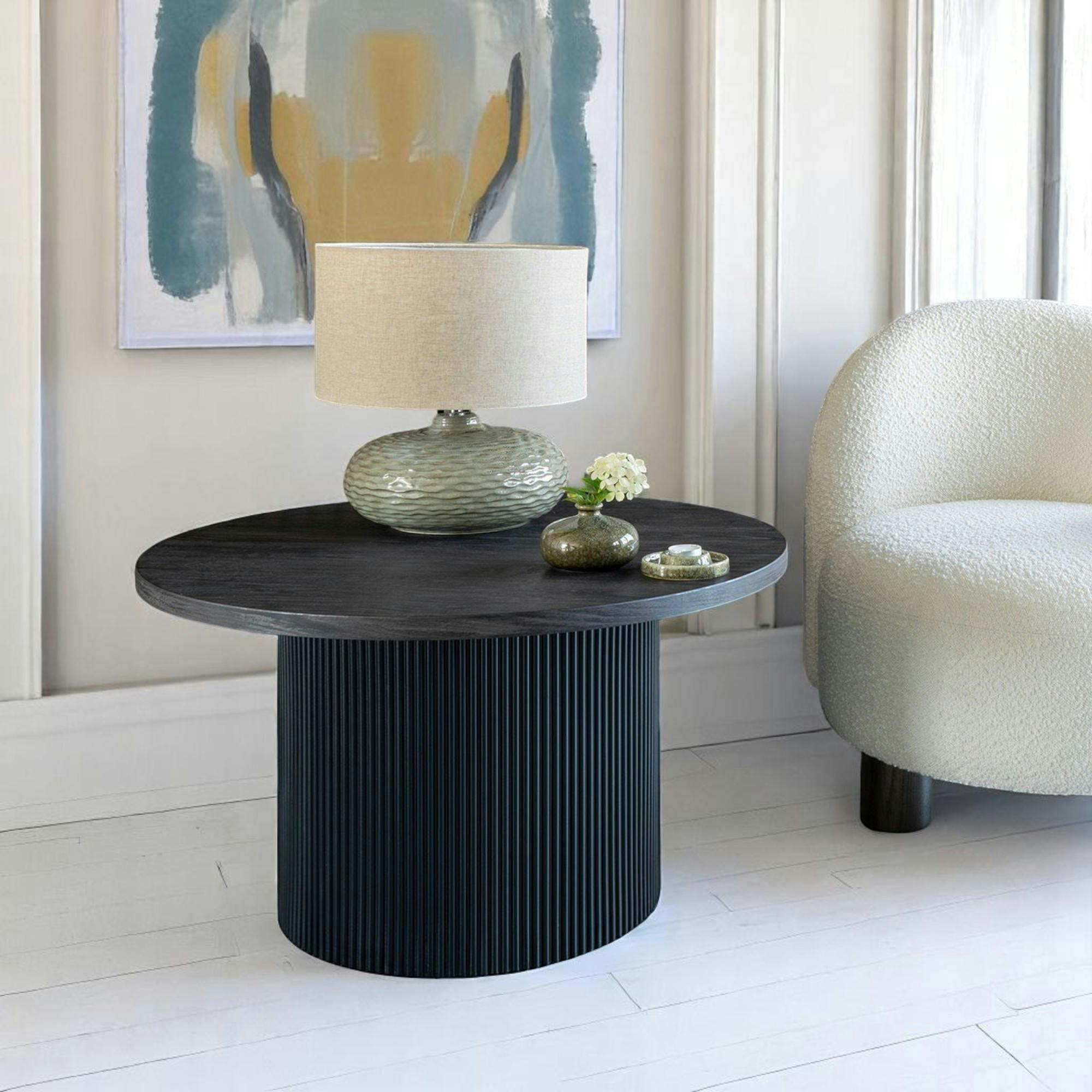 Table basse ronde effet bois foncé ø80 cm MATERA