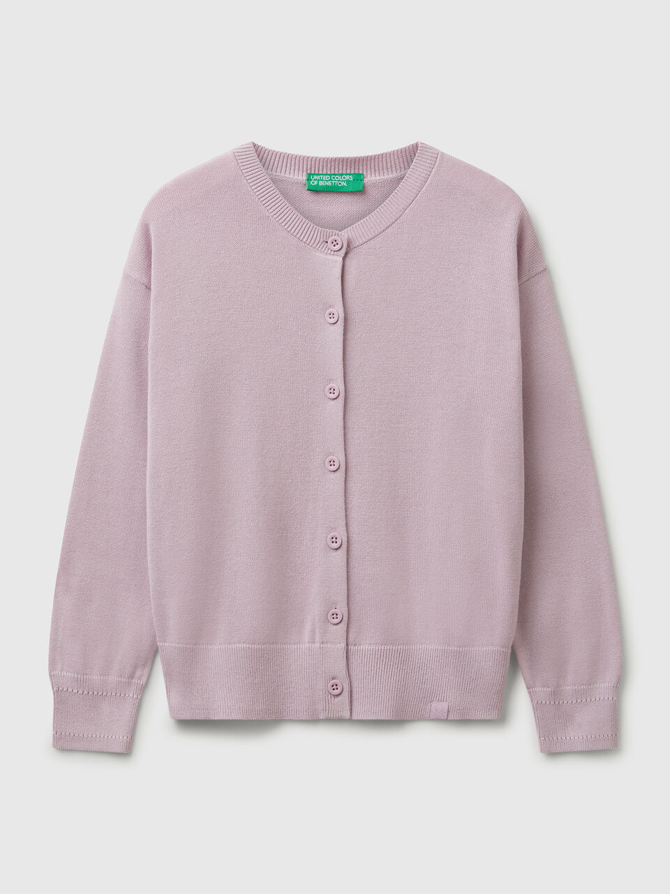 Pure cotton crew neck cardigan