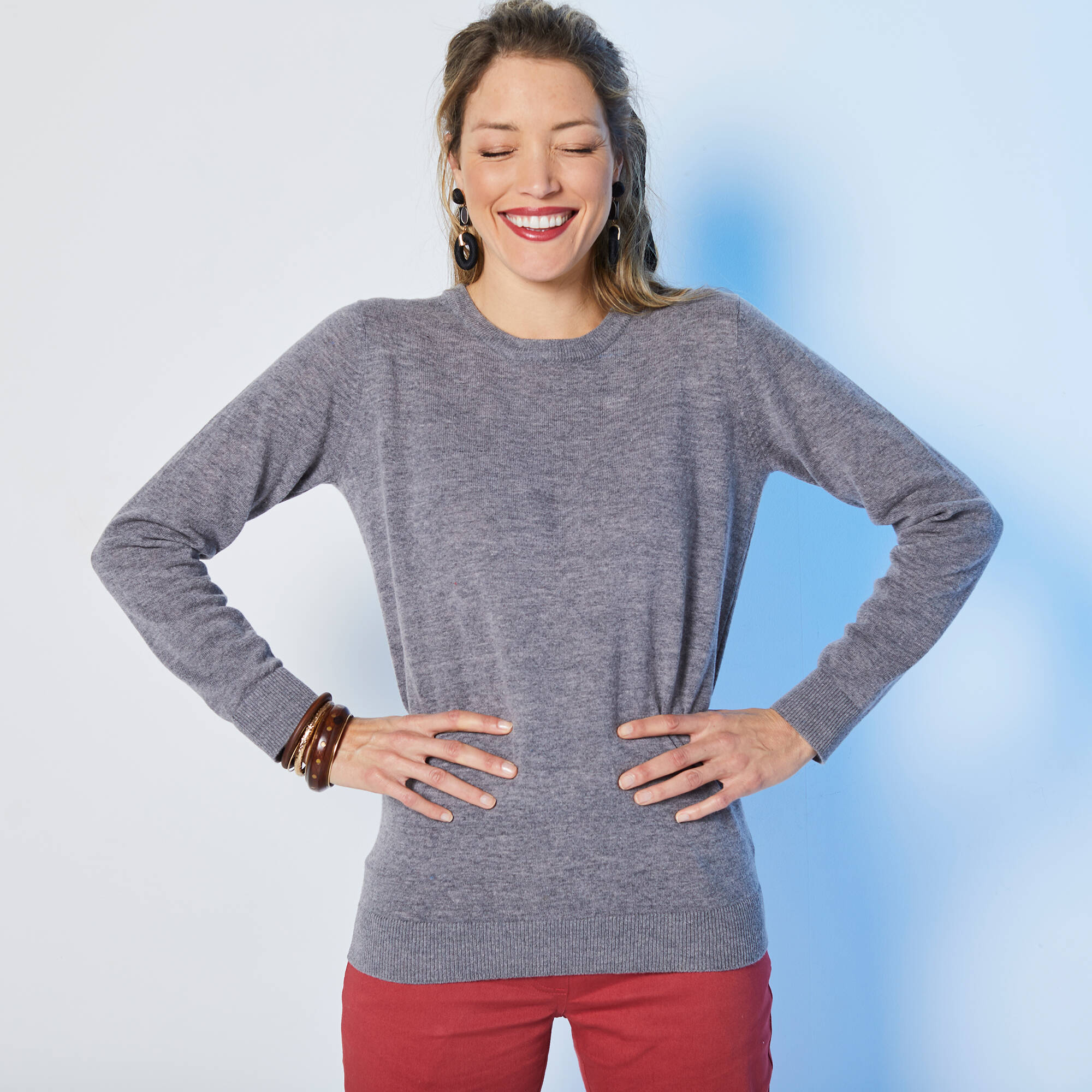 Pull col rond, laine d'agneau