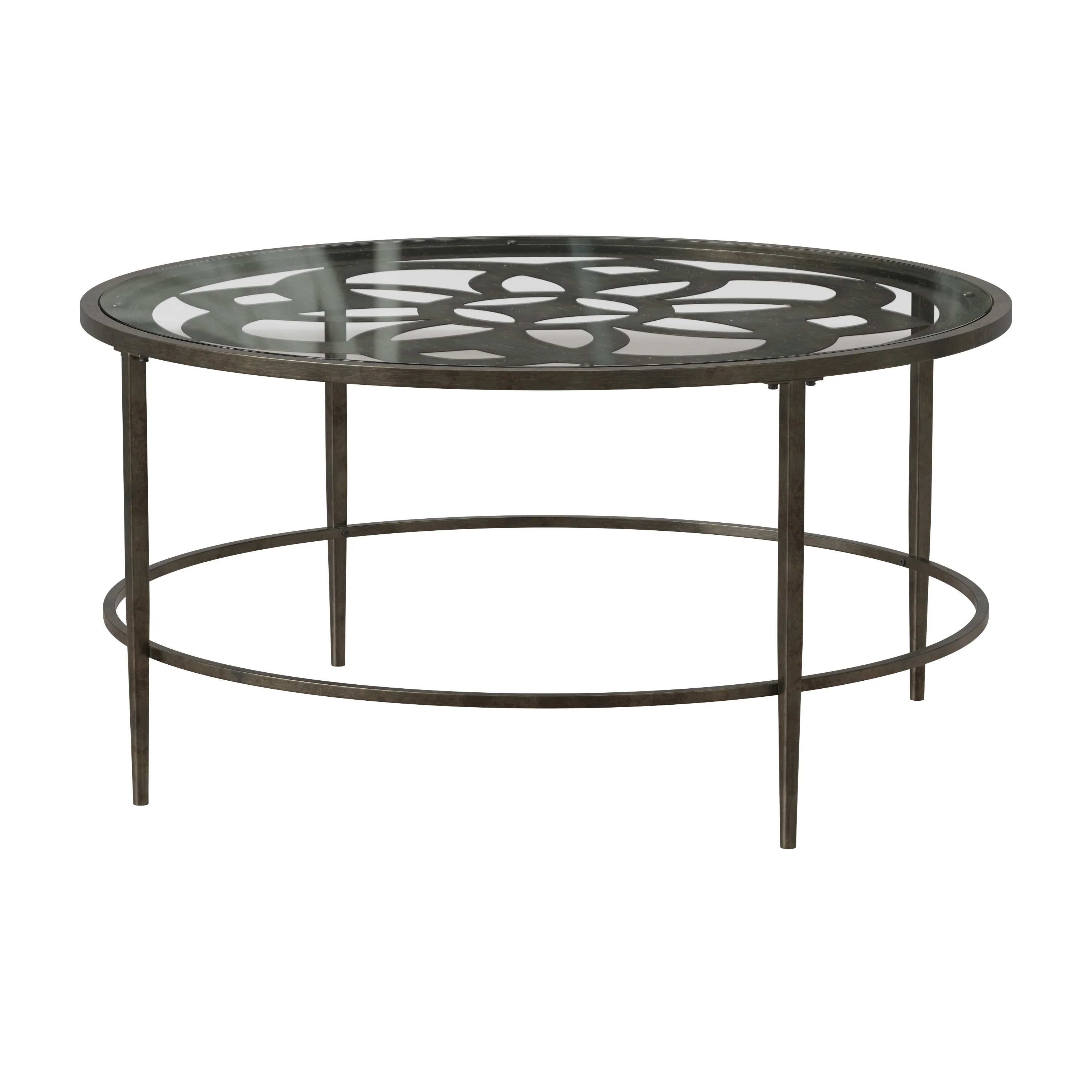 Hillsdale Furniture Marsala Metal Coffee Table, Gray with Brown Rub - 18H x 36W x 36D