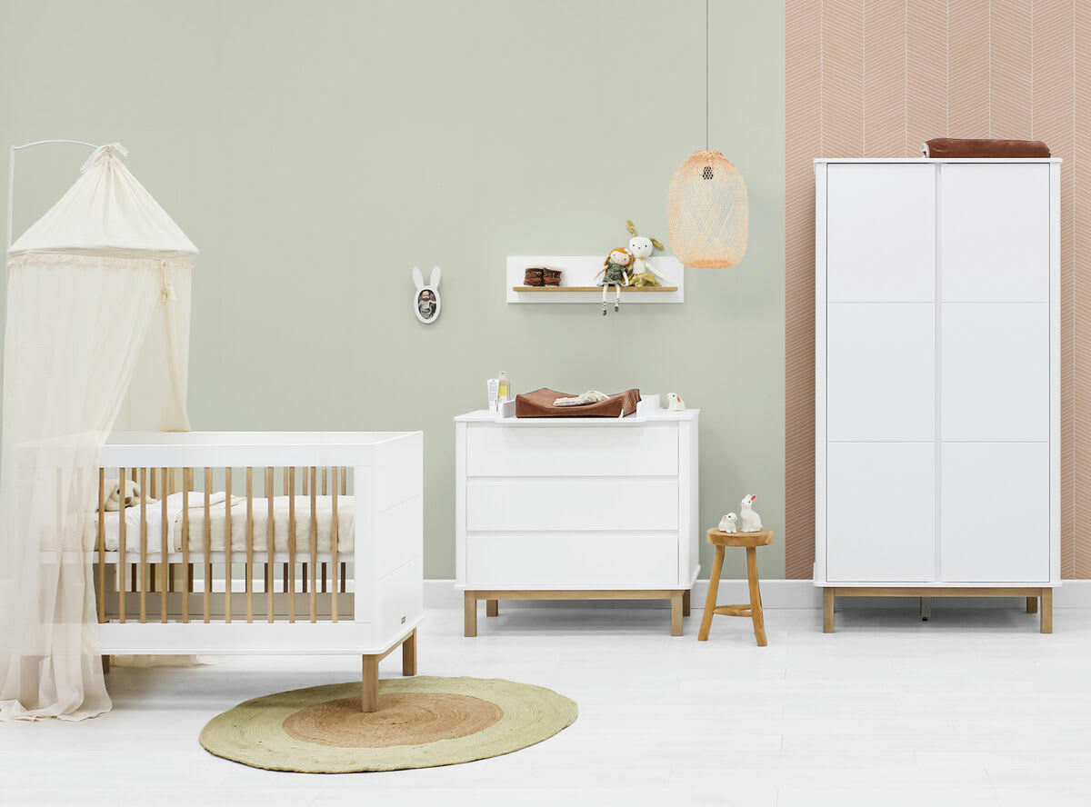 MIKA - Lit 60x120 en MDF et chêne blanc