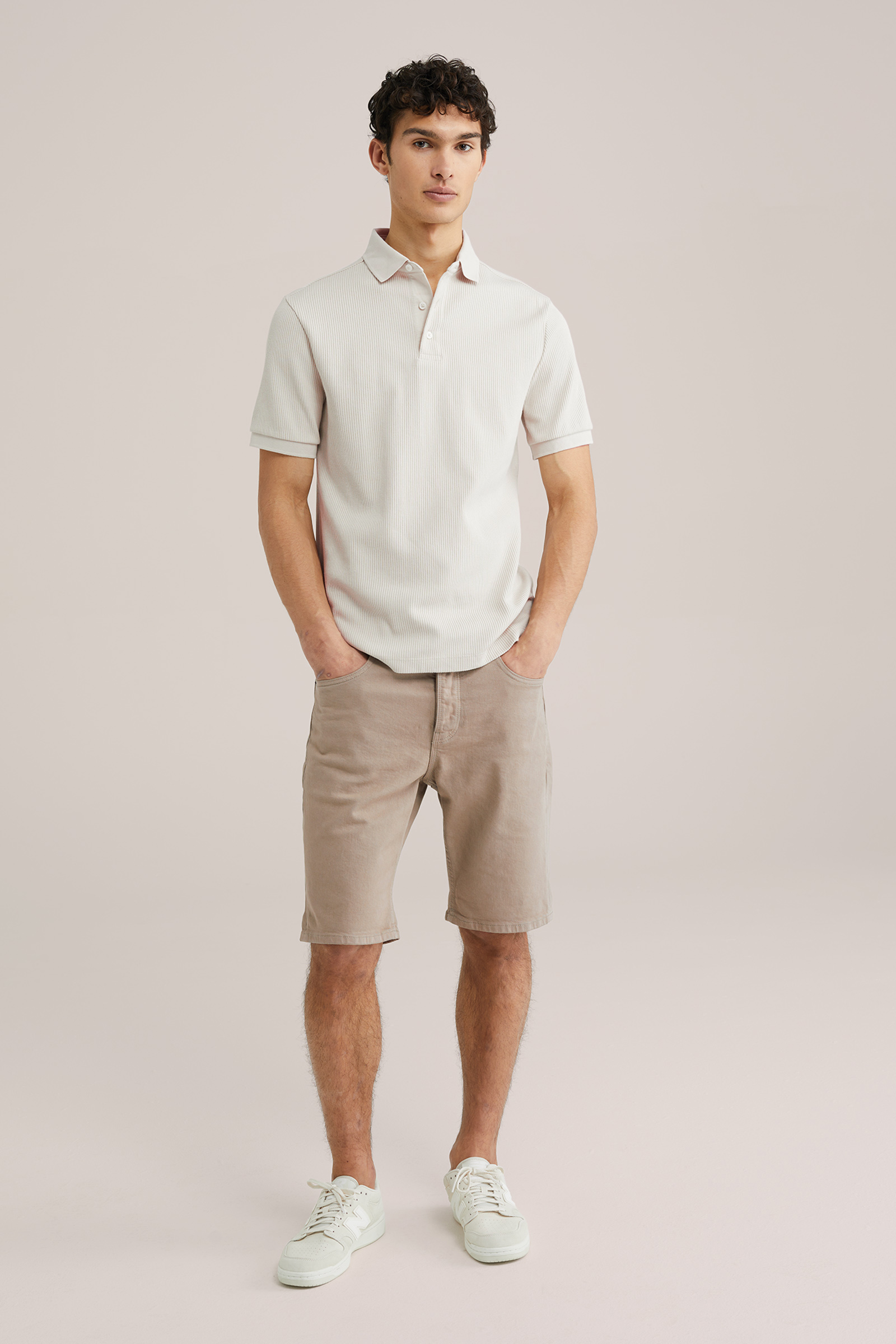 Heren Slim fit polo van ribstof