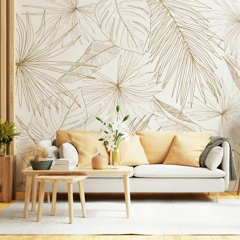 LÄMNAR KOLA - Papier Peint Panoramique L336xH270cm Marron Feuillage