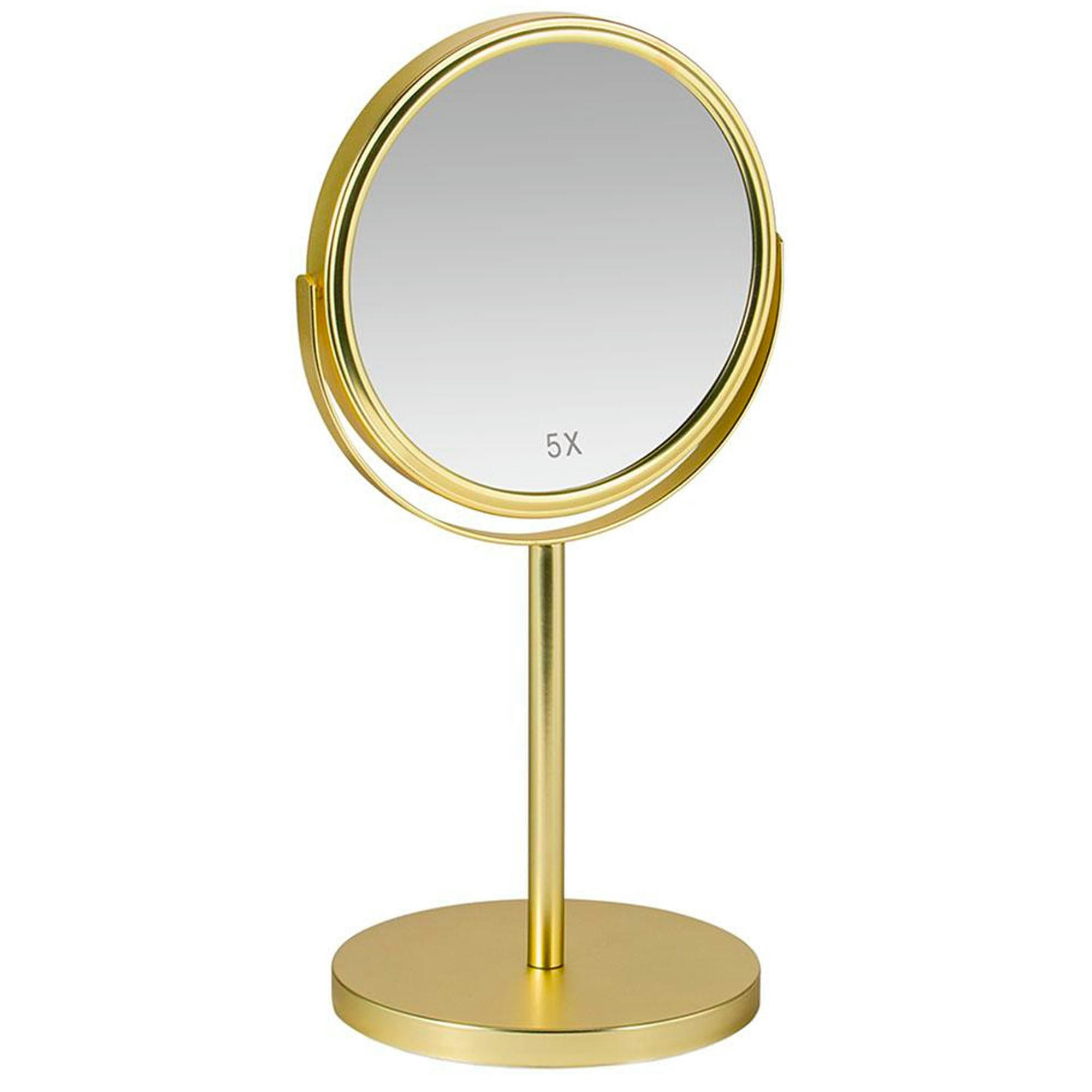 - Miroir grossissant x5 double face en métal doré