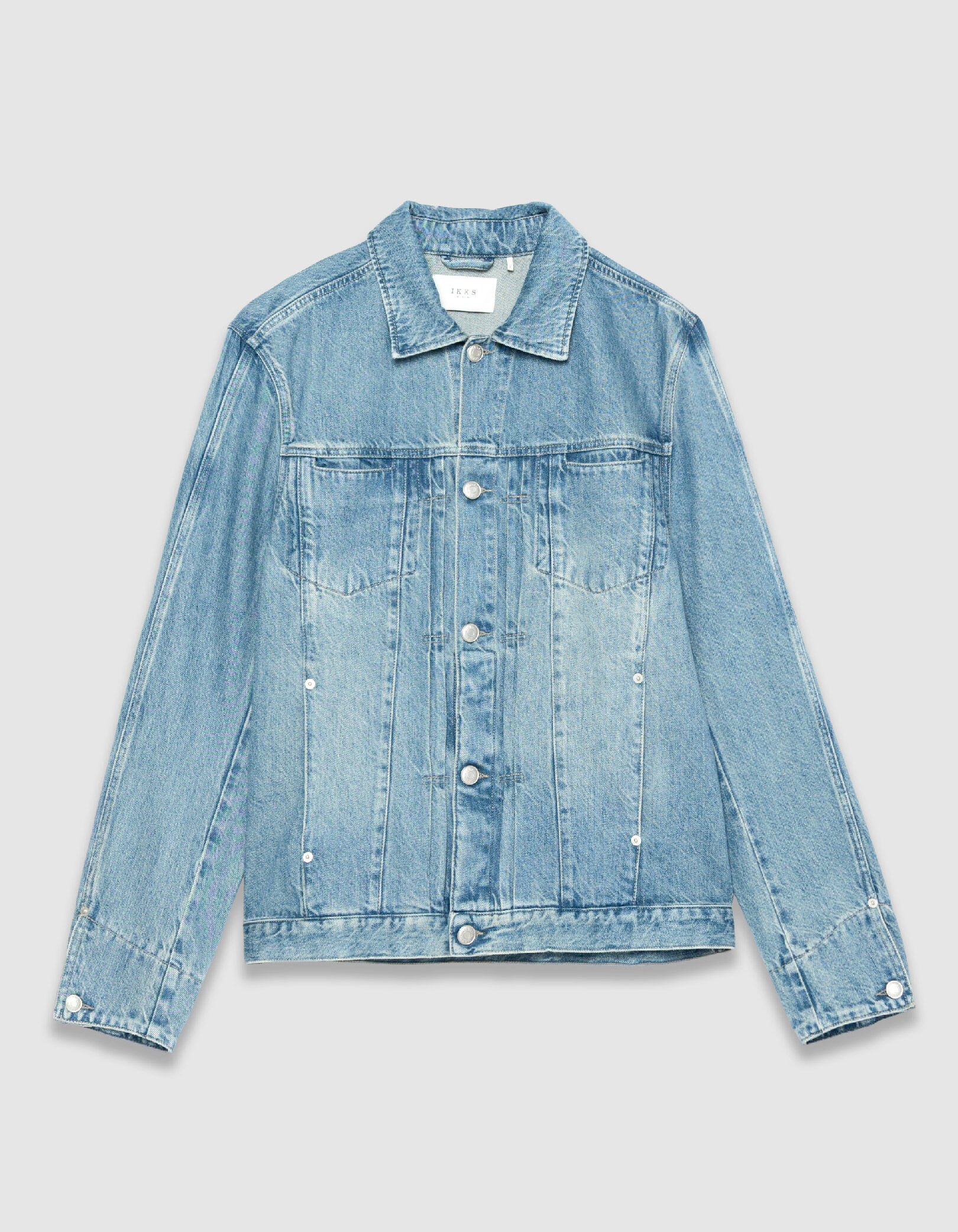 Veste en jean bleu détails plis Homme