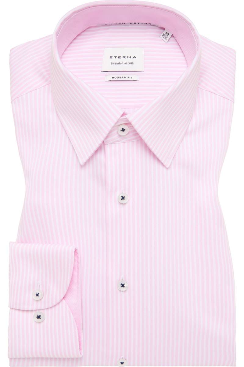 ETERNA Dynamic Cotton Modern Fit Hemd rosa, Gestreift
