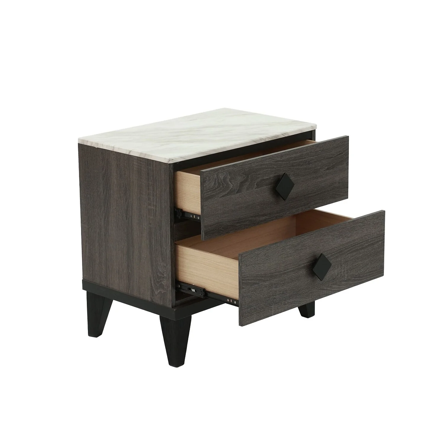 Two-tone Wooden Nightstand with 2 Drawers