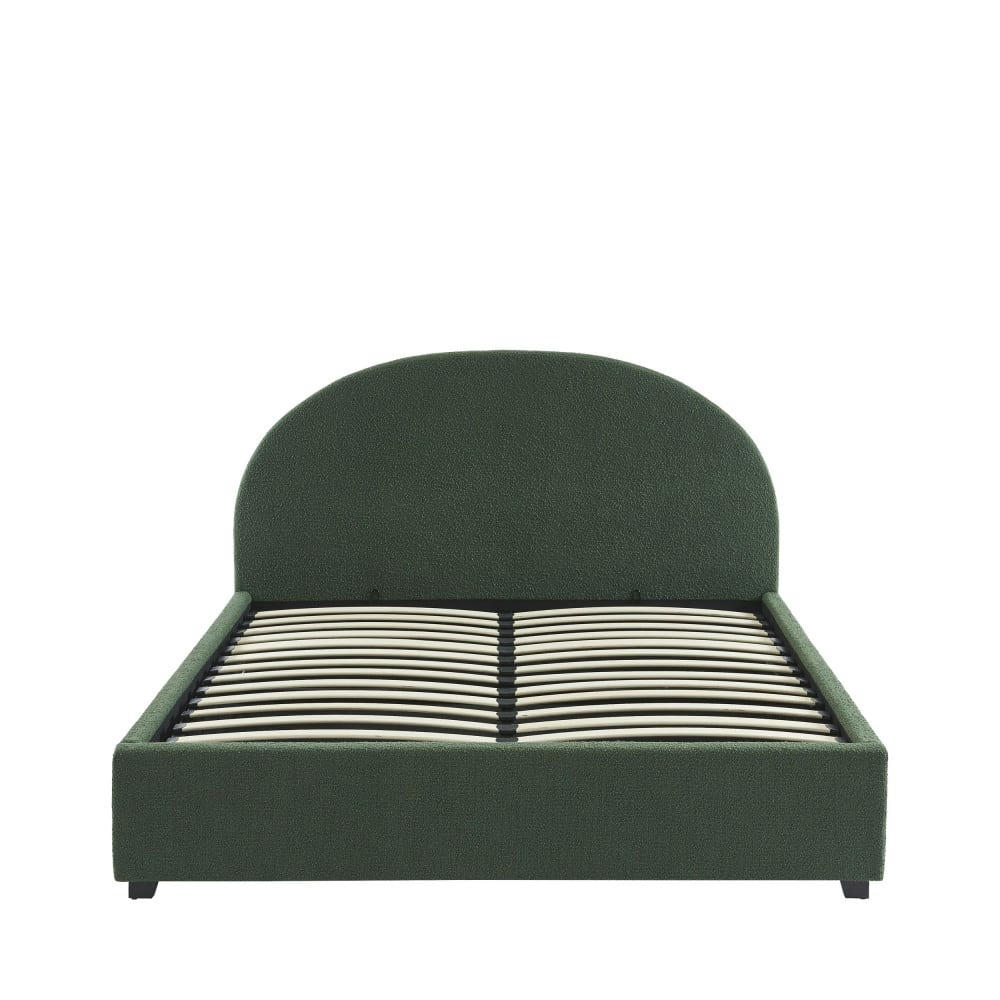 MERLE - Lit coffre en tissu bouclette 160x200cm vert