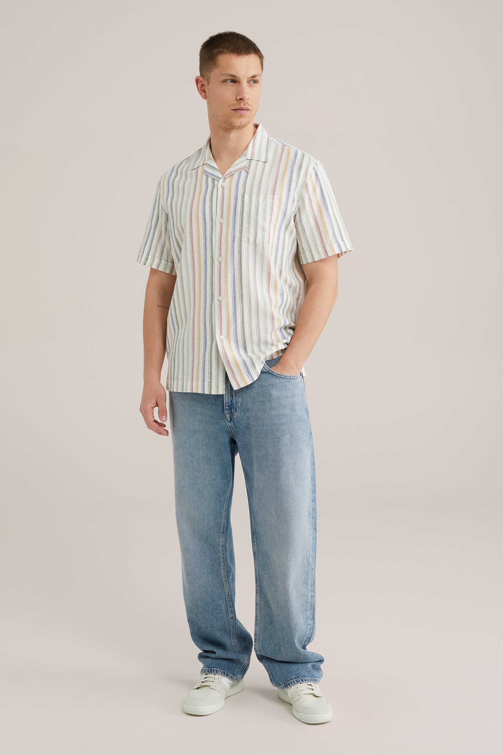 Heren easy care regular fit overhemd van linnenmix