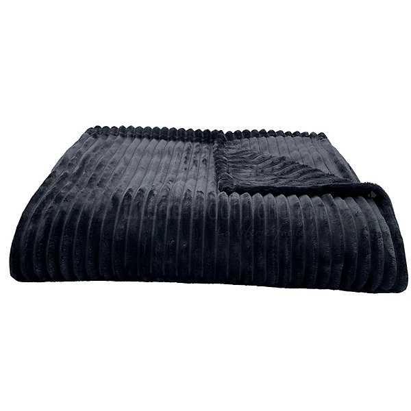 Couverture 100% polyester 220x240 cm microvelours DOLCE gris acier