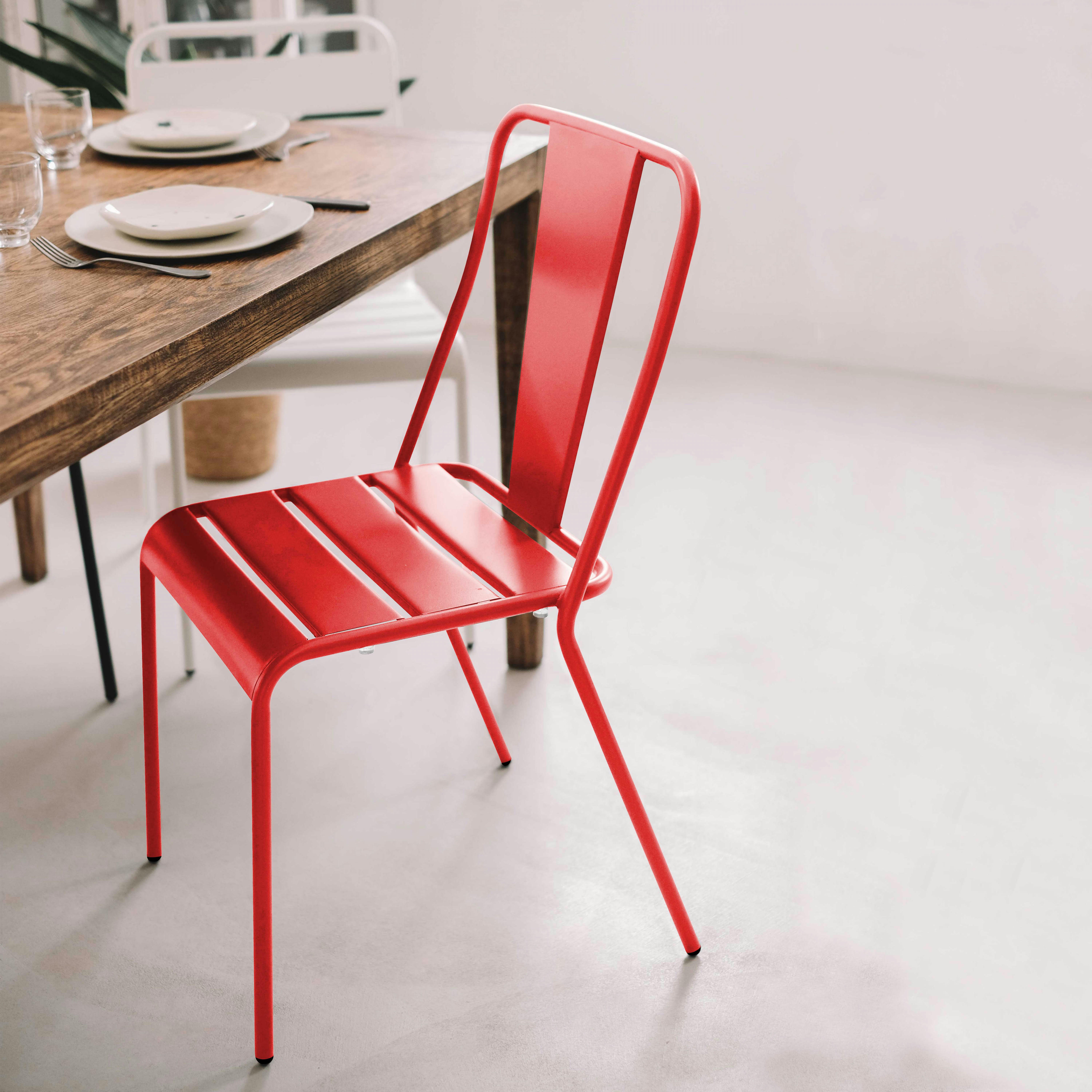 DIEPPE - Chaise en métal rouge