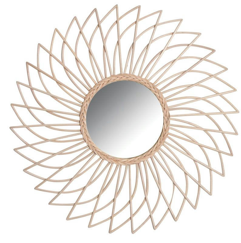 - Miroir spirale en rotin naturel