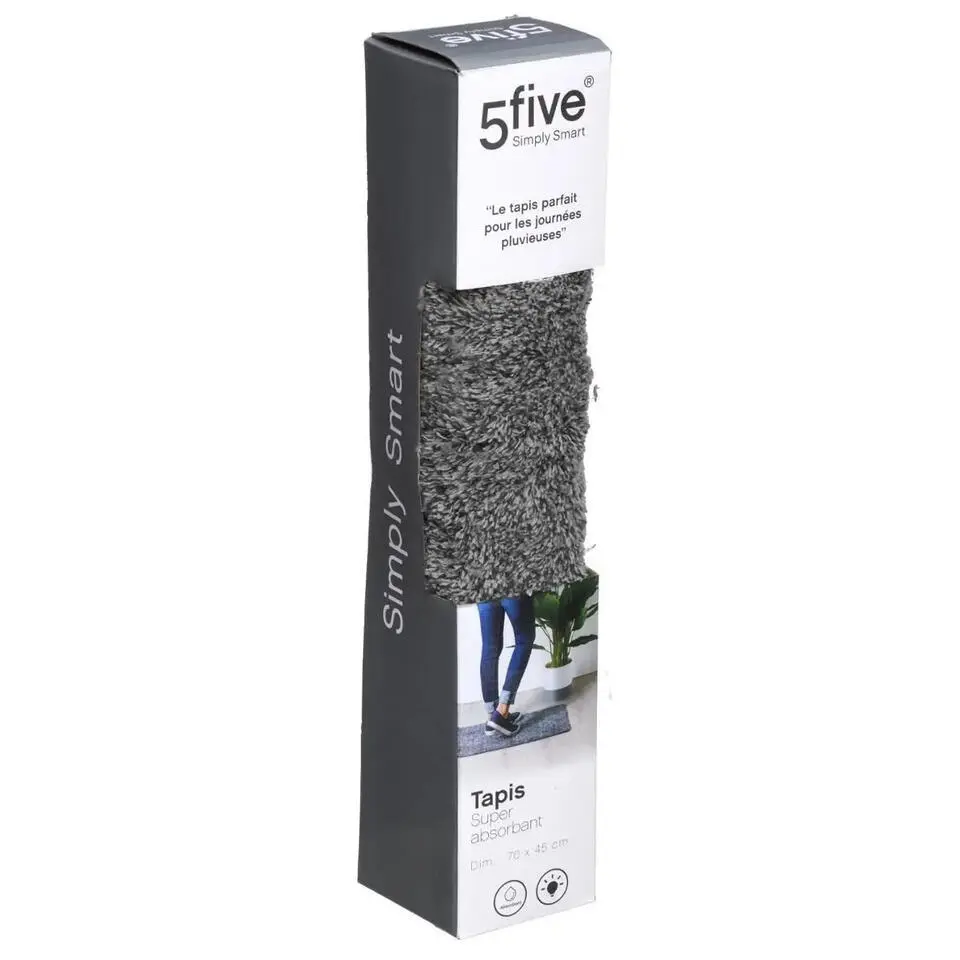 5Five Deurmat - zwart - absorberend - droogloopmat - 70 x 45 cm