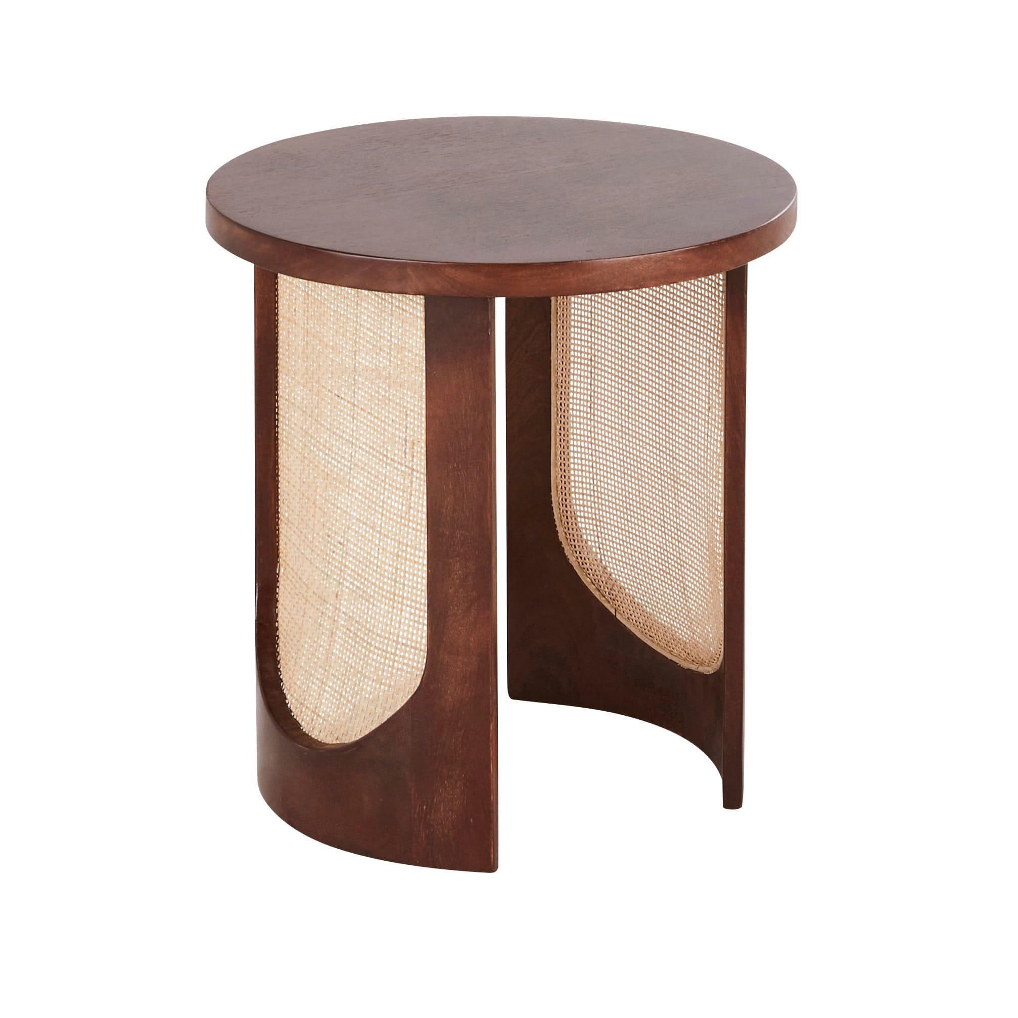 PERNILLE - Bout de canapé en bois de manguier et cannage en rotin