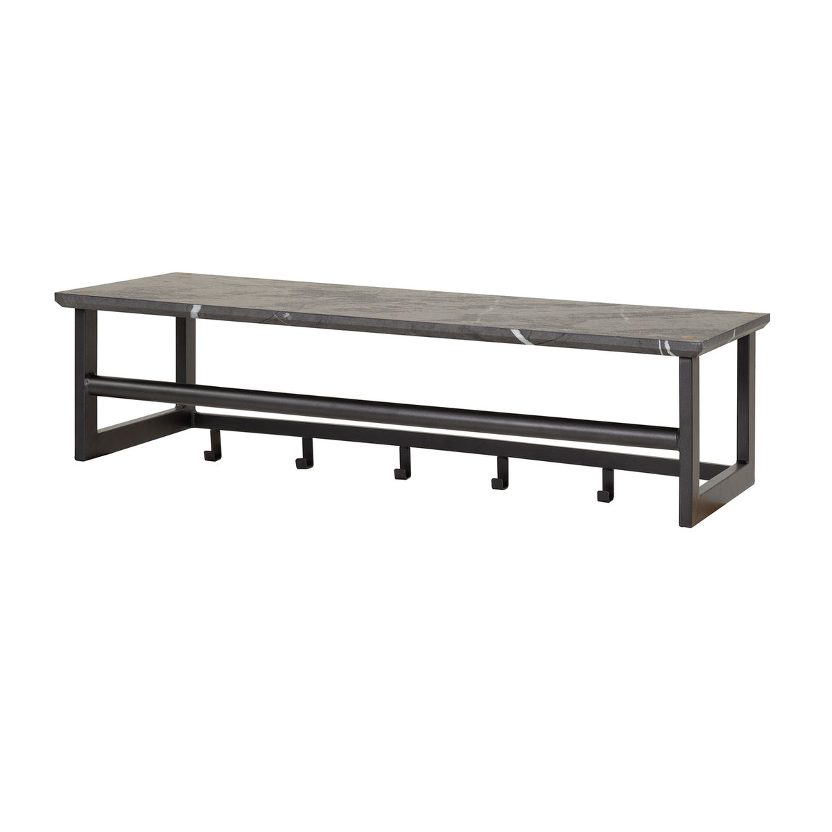 Giga Meubel Kapstok Roede - Zwart Metaal - 6 Haken - 80x30x24cm
