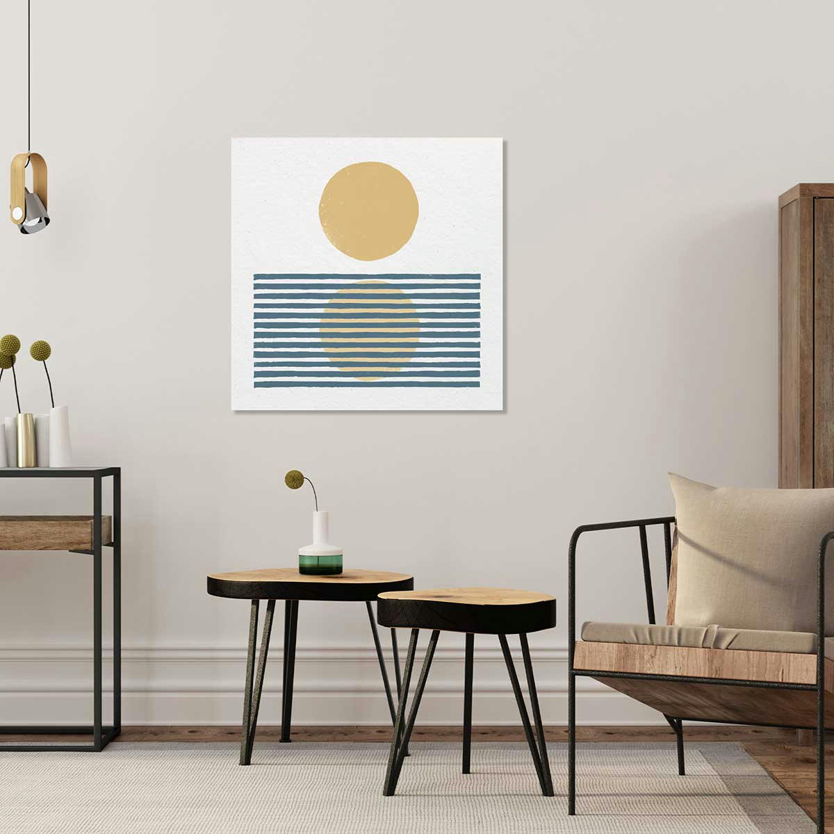 - Tableau Rayures bleues d'été imprimé sur toile 30x30cm