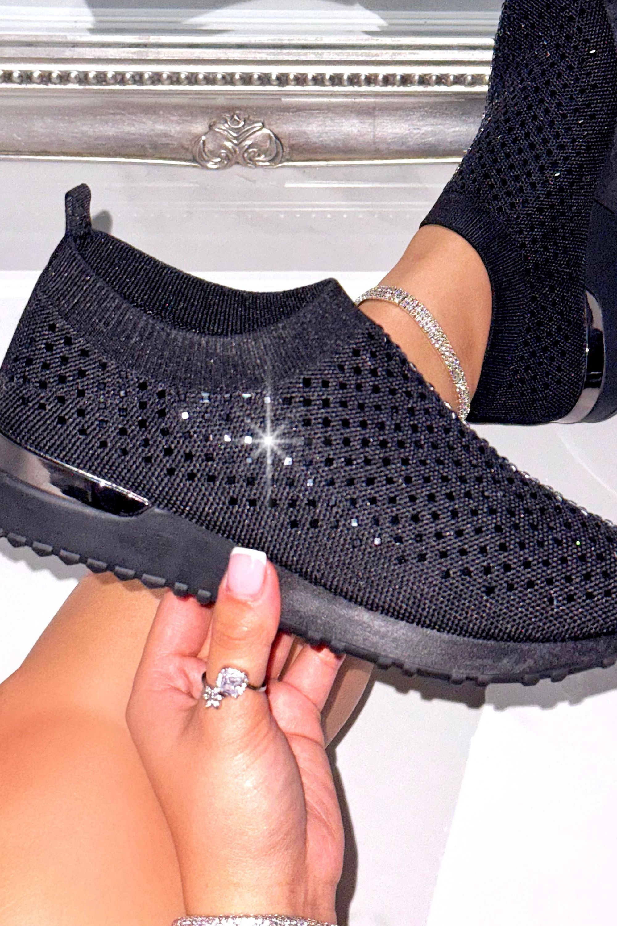 Love Lemonade Crystal Diamond Comfort Stretch Sock Slip On Trainers