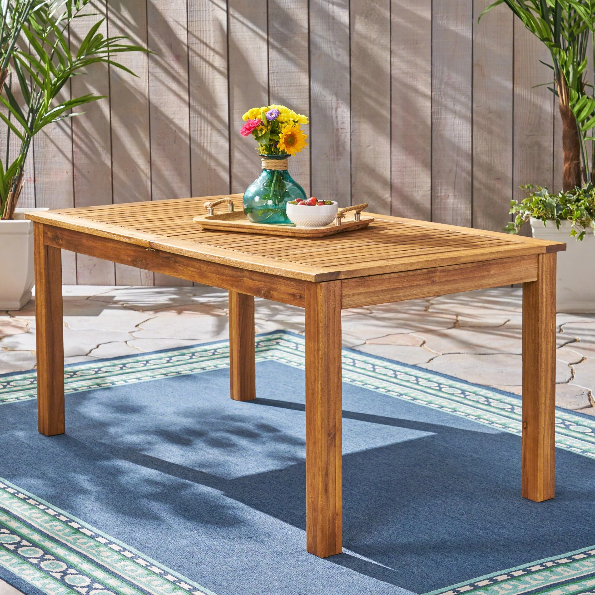 Outdoor Expandable Acacia Wood Dining Table