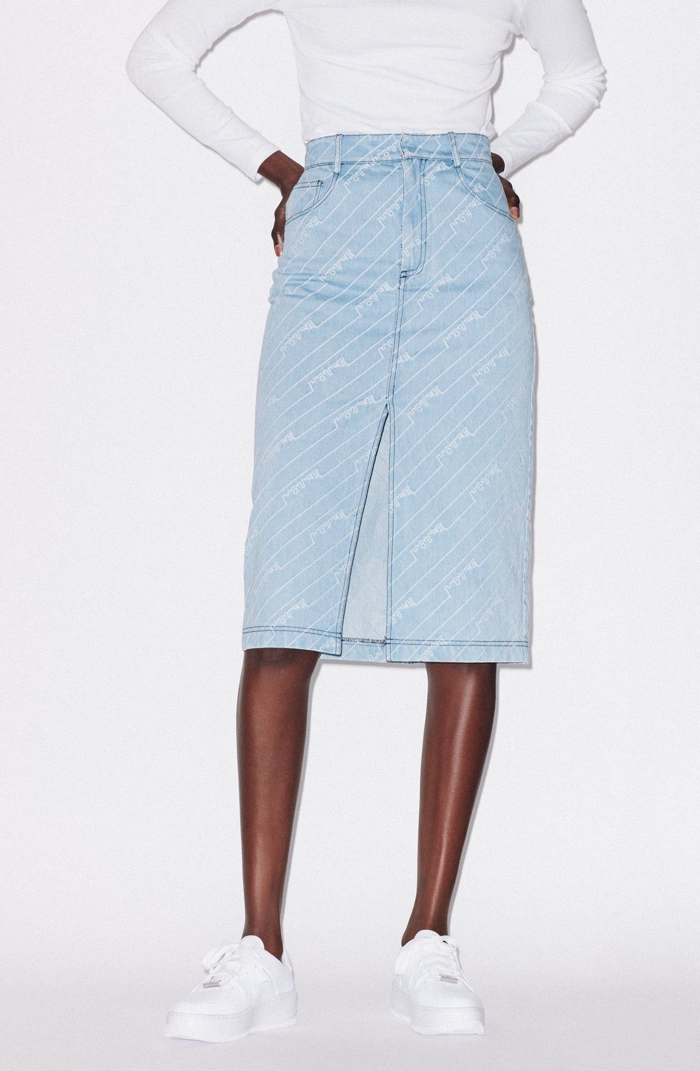 House of Holland House of Holland Monogram Denim Skirt