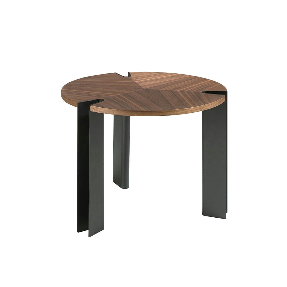 - Table d'appoint effet bois noyer et acier noir 60 x 60 x 44 cm.